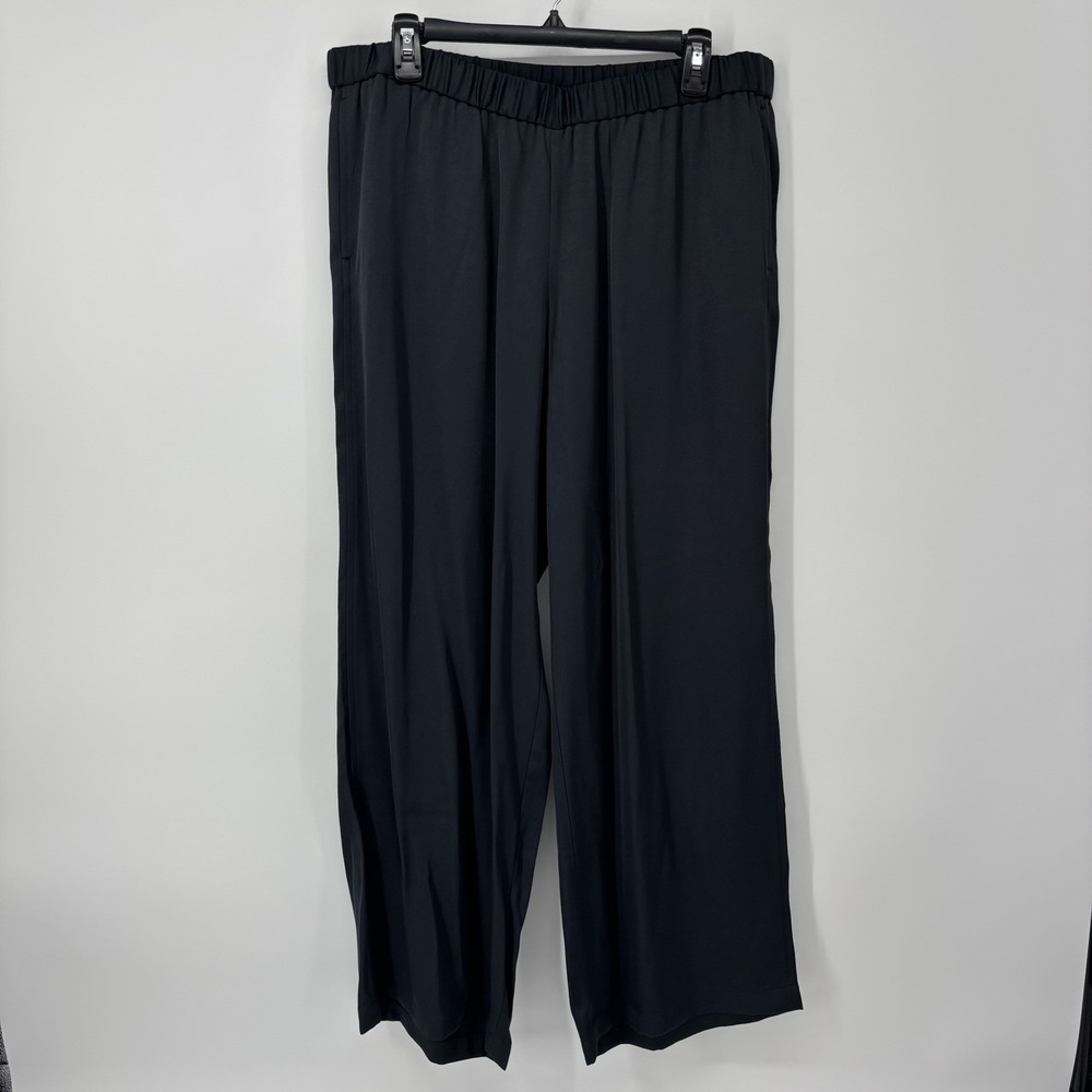 Pure J. Jill Gray‎ Wide Leg Pants Womens Large Petite Pull On Elastic Waist